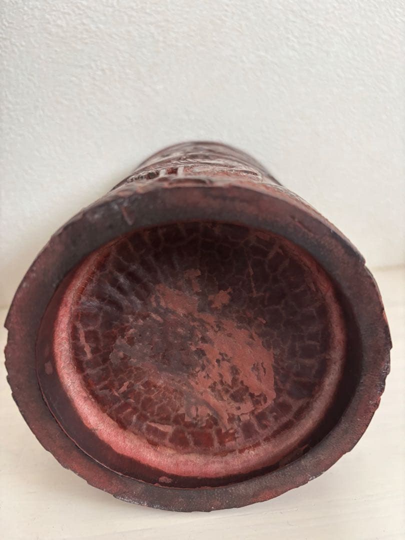 竹製彫刻装飾品 鶴と松の模様