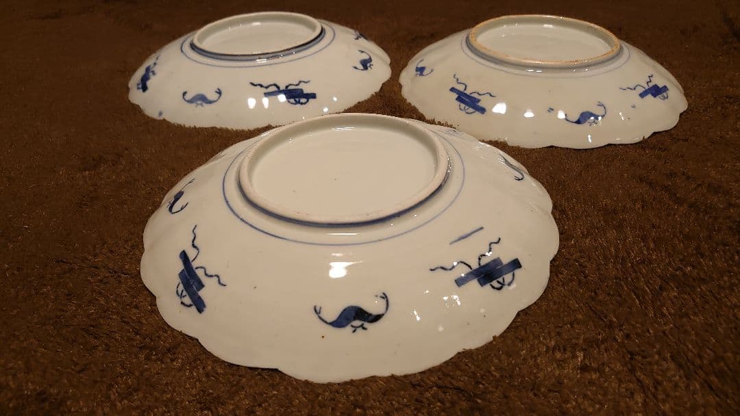 古伊万里　伊万里　色絵　華の図　大皿　３客