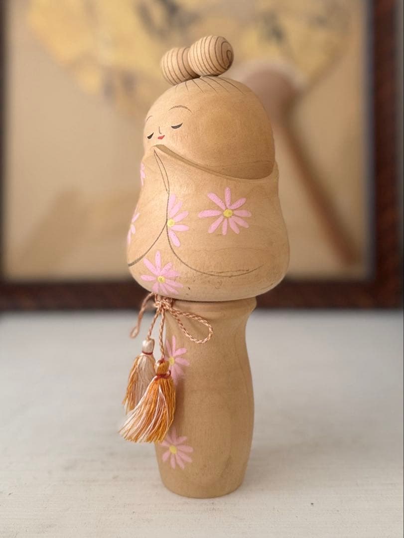 (希少)創作こけし「はにかみ」約20cm 20cm青木章 作