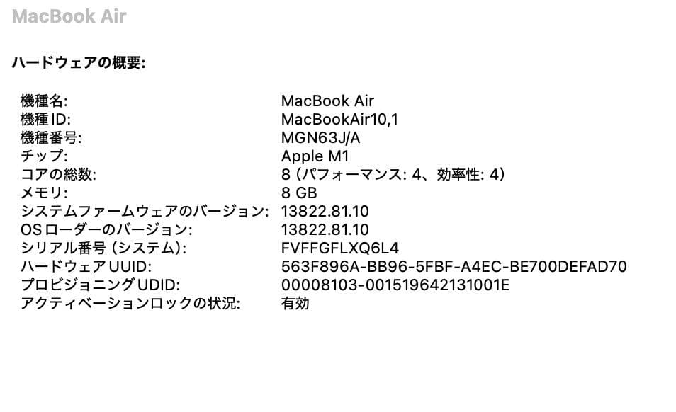 【箱/付属品付】MacBook AirM1 8GB 256GB/バッテリー90%