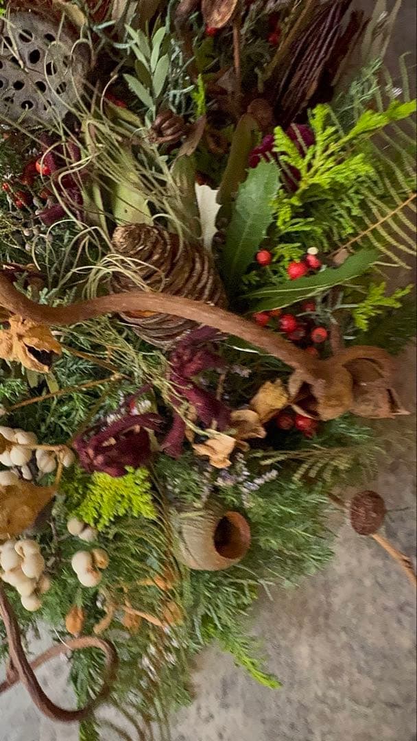 ドライフラワー クリスマス 正月飾り オブジェ リース 約45cm