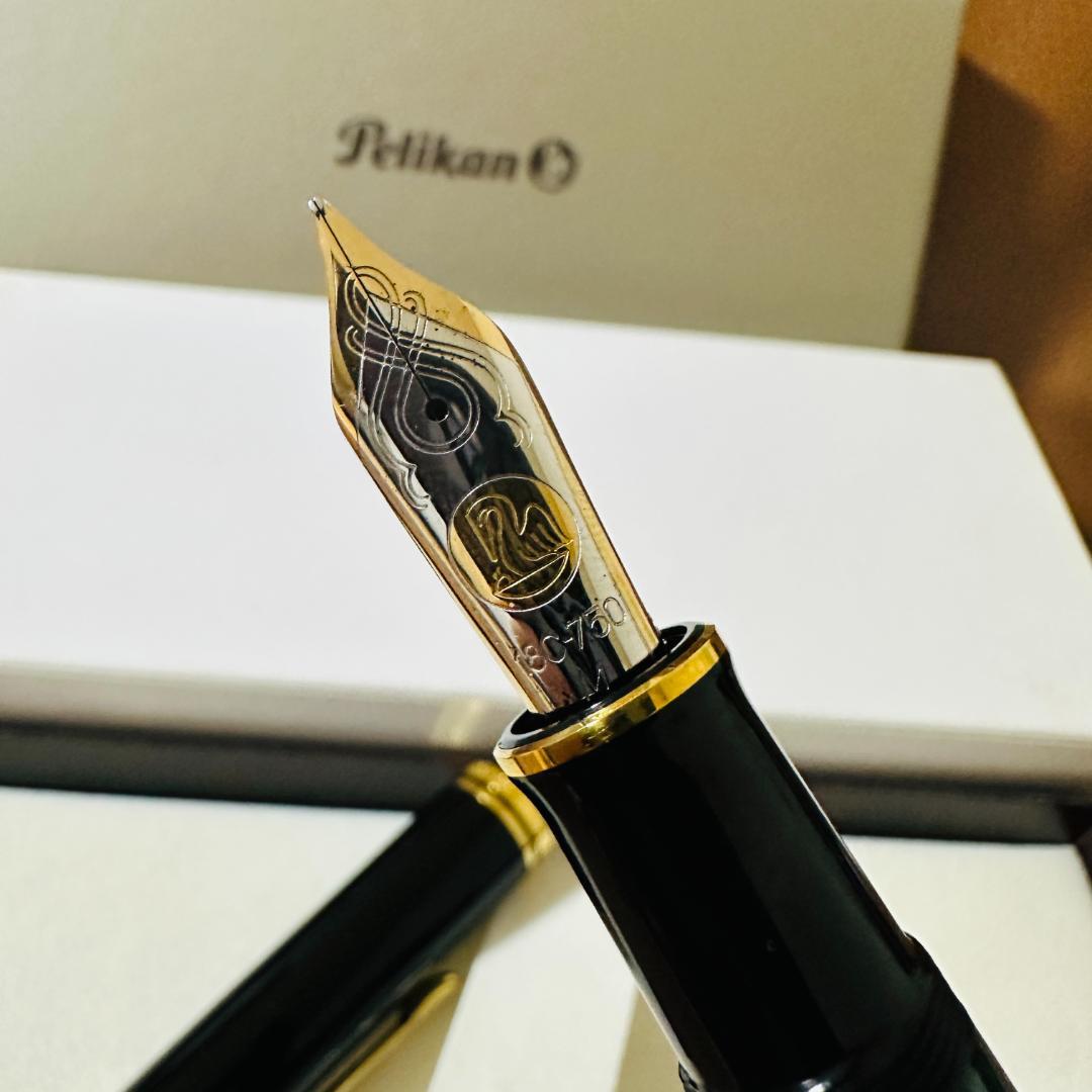 極美品 Pelikan ペリカン M1000 グリーンストライプ M 18K