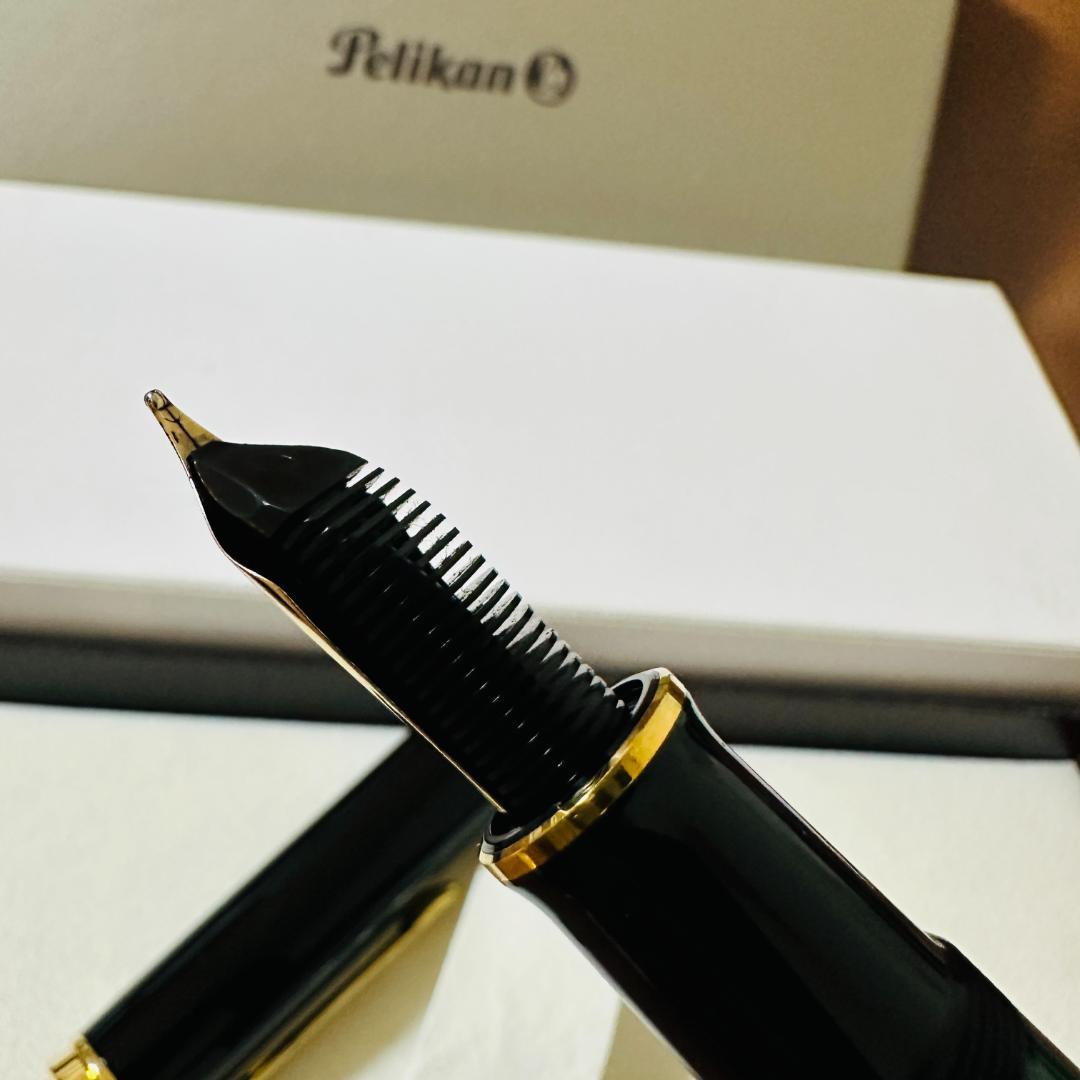 極美品 Pelikan ペリカン M1000 グリーンストライプ M 18K