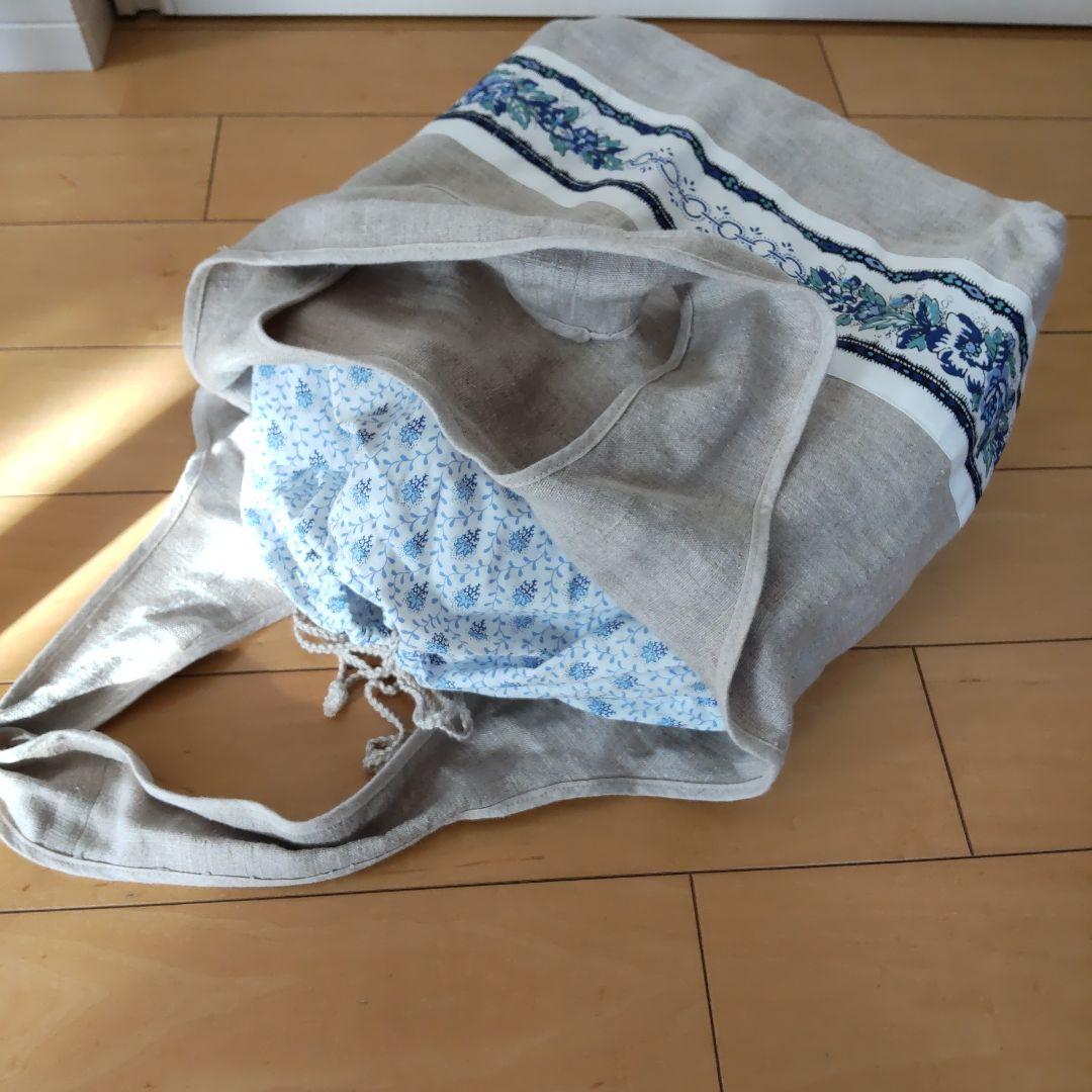 ソレイアードリネン素材 花柄トートバッグ未使用