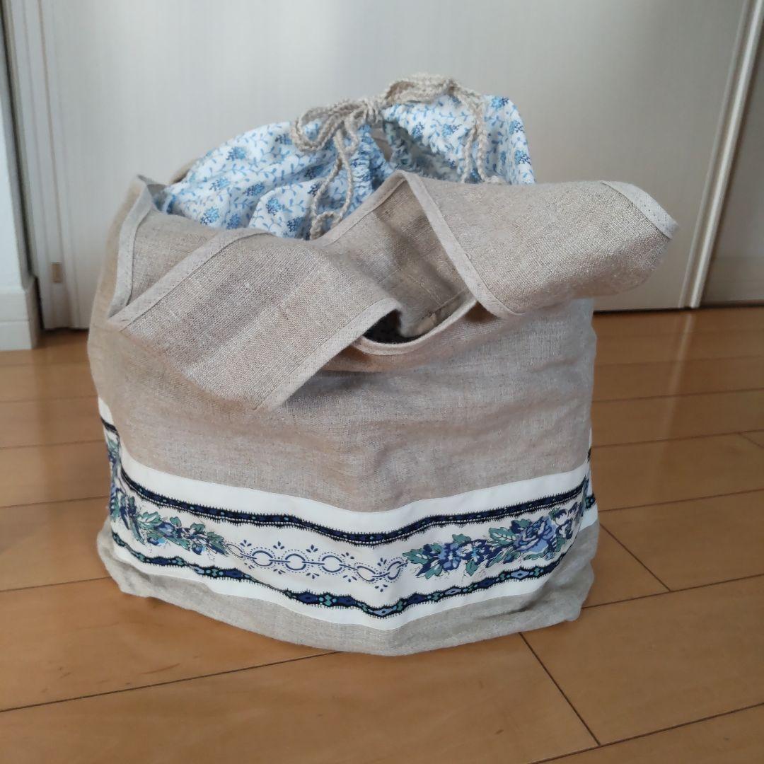 ソレイアードリネン素材 花柄トートバッグ未使用
