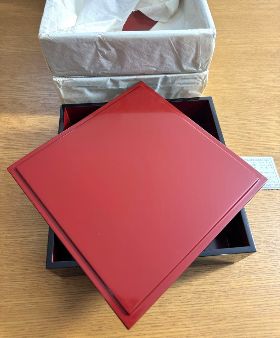 暮しの器　重箱　三段重　沈金　天然木　未使用品　共箱
