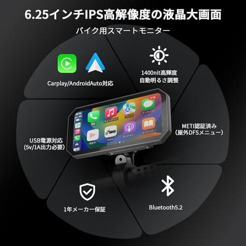 【2026年最新・バイク用モニター・Carplay/Android Auto対p