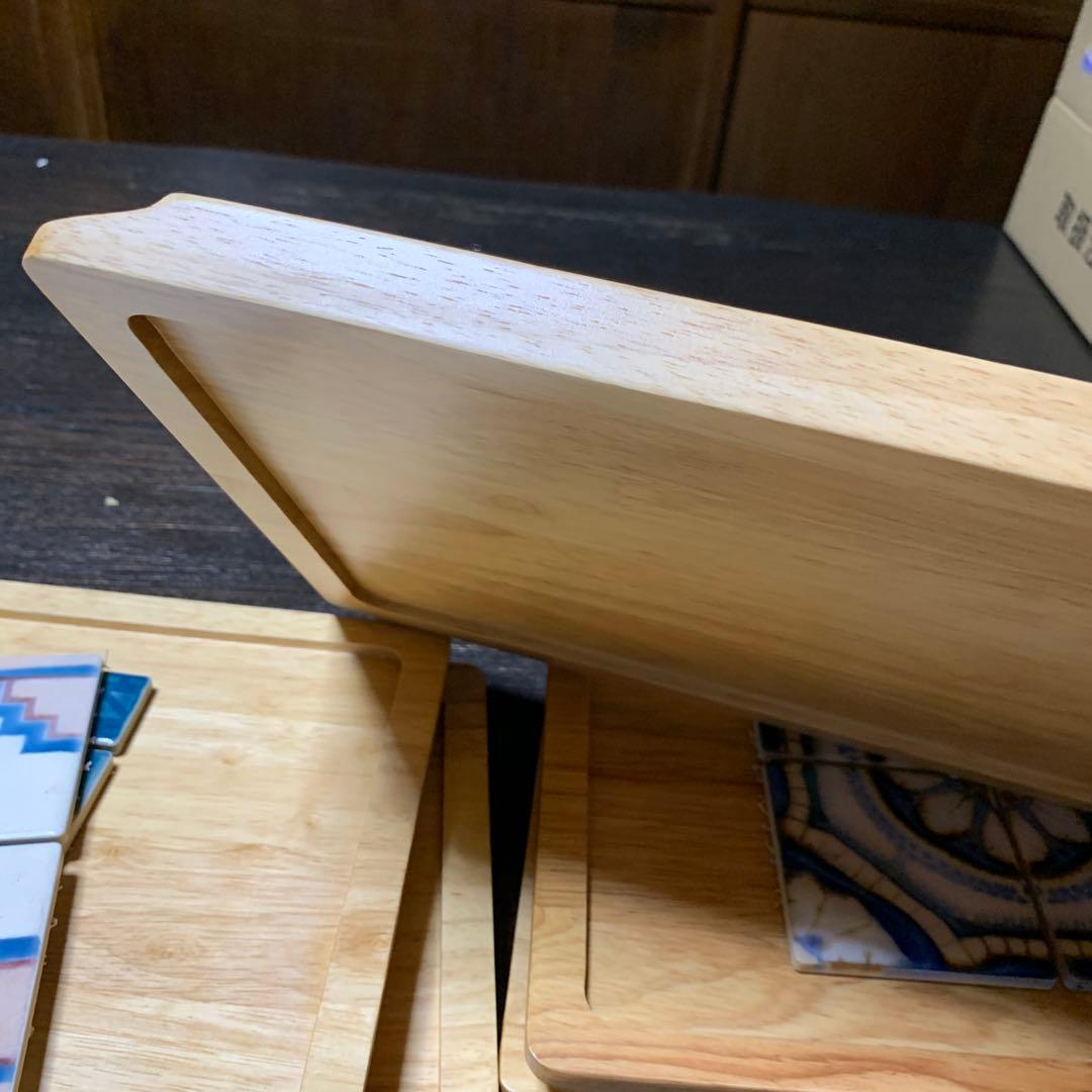 タイル　木製トレー　ハンドメイドに