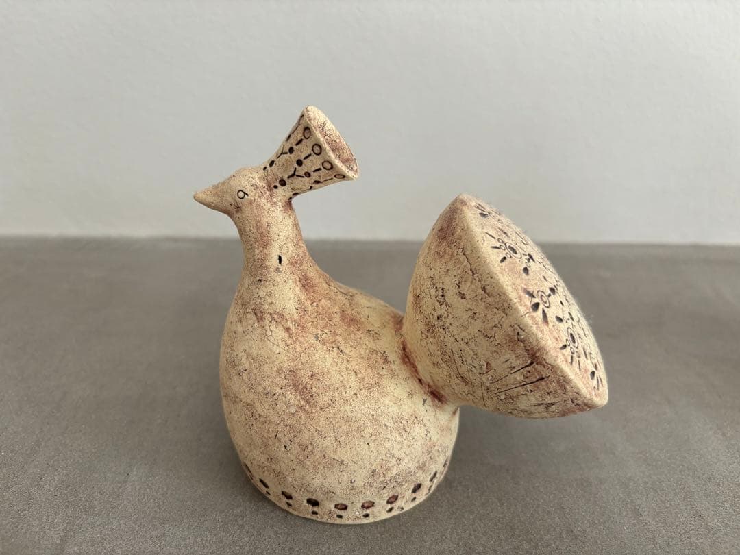北川タケシ　レア　オブジェ　置物　陶器　鳥　犬
