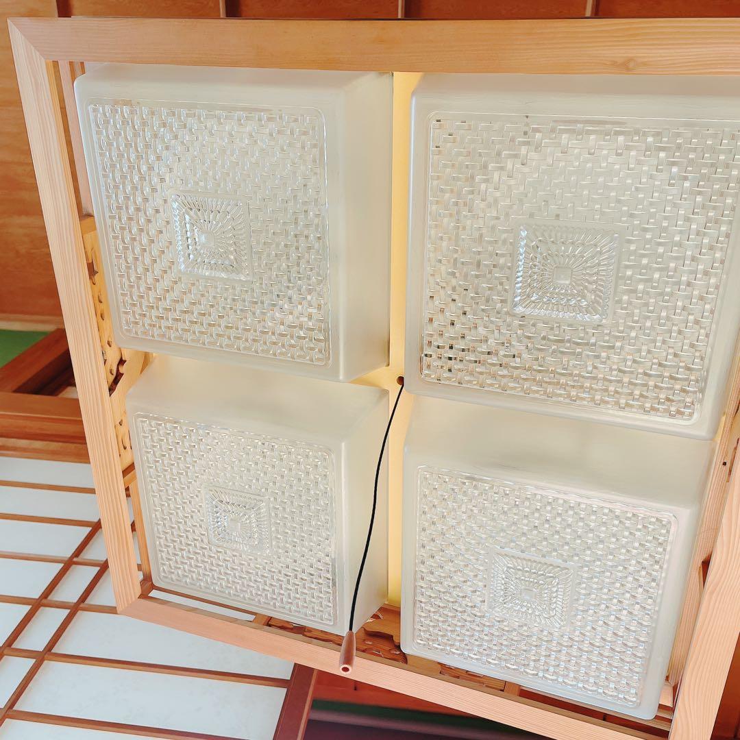 1980年代レトロ大型照明70㎝×70㎝◆和室◆レトロ照明用フック付き◆松下電工