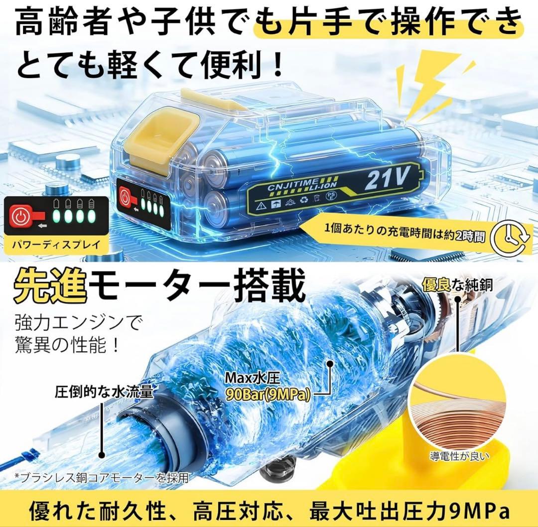 高圧洗浄機 ハンディ高圧洗浄機 収納ケース 洗車用グローブ 床掃除ブラシ付き