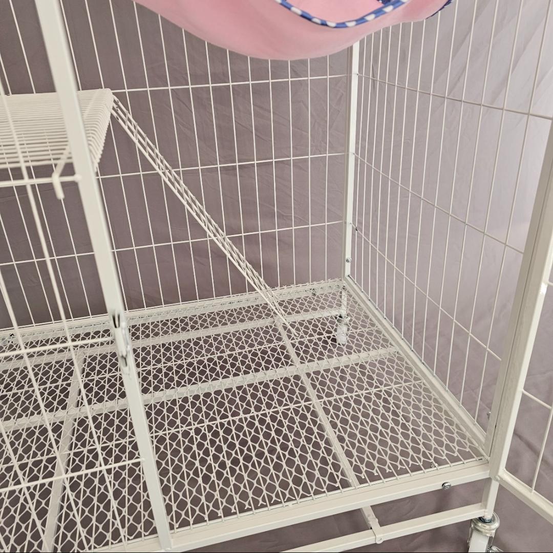 キャットゲージ 大型 3段 猫ケージ ケージ ホワイトキャスター付き 掃除簡単
