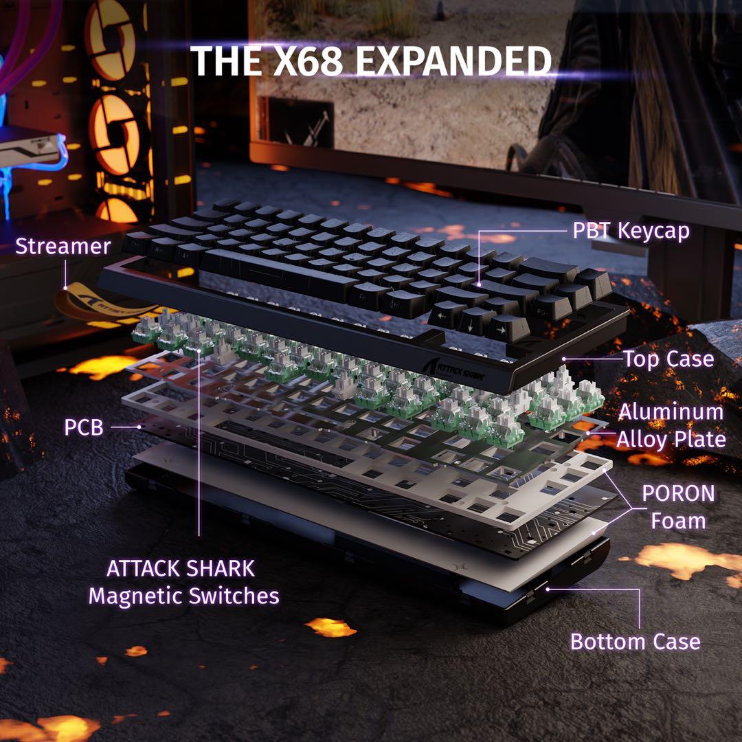 ATTACKSHARK X68HE 磁気スイッチ ラピッドトリガー キーボード