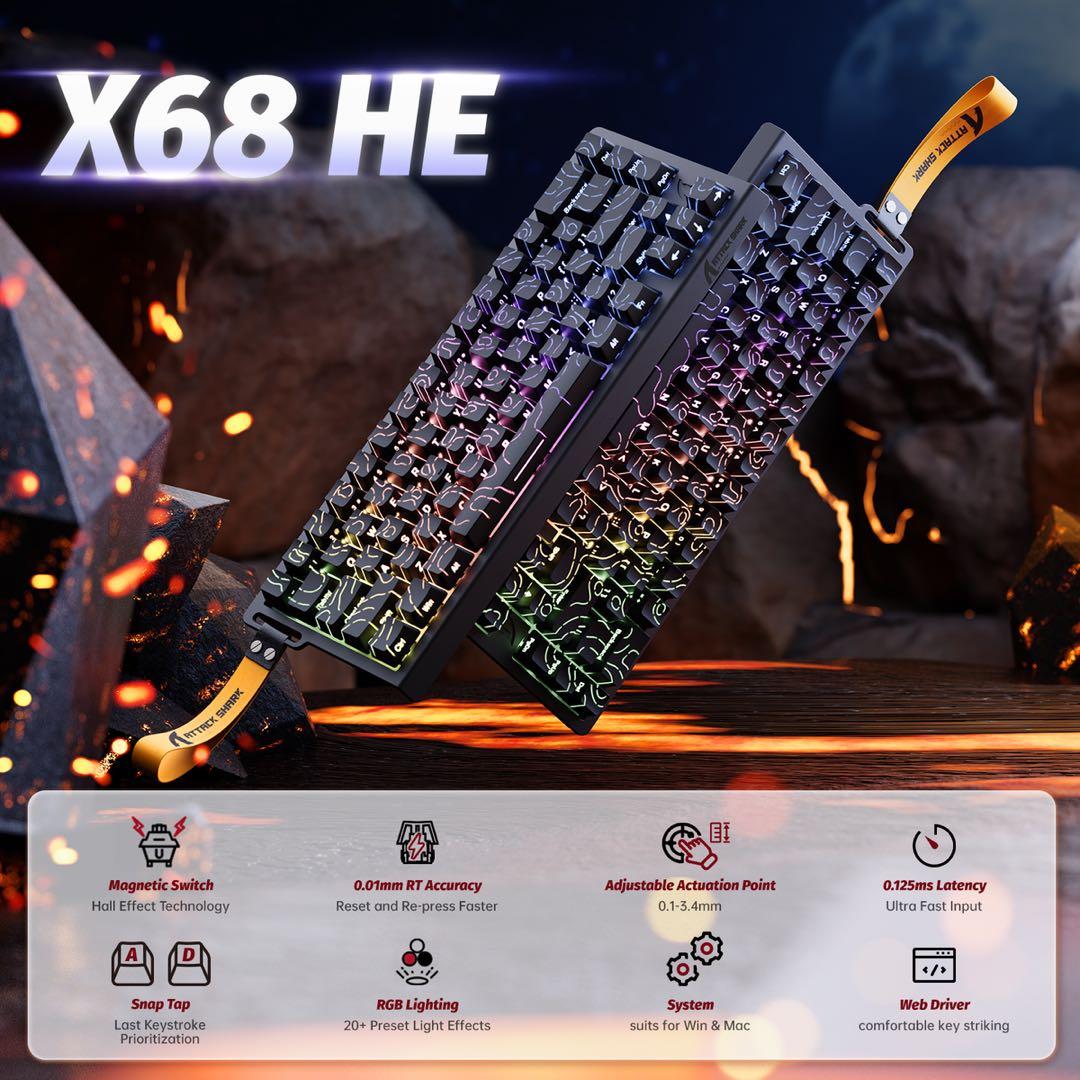ATTACKSHARK X68HE 磁気スイッチ ラピッドトリガー キーボード