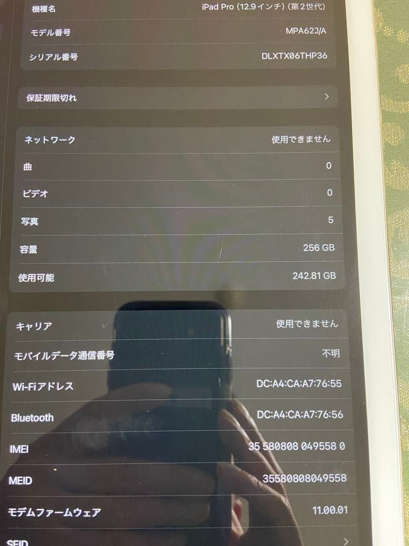 iPad Pro (12.9インチ) 第二世代　256GB セルラーモデル