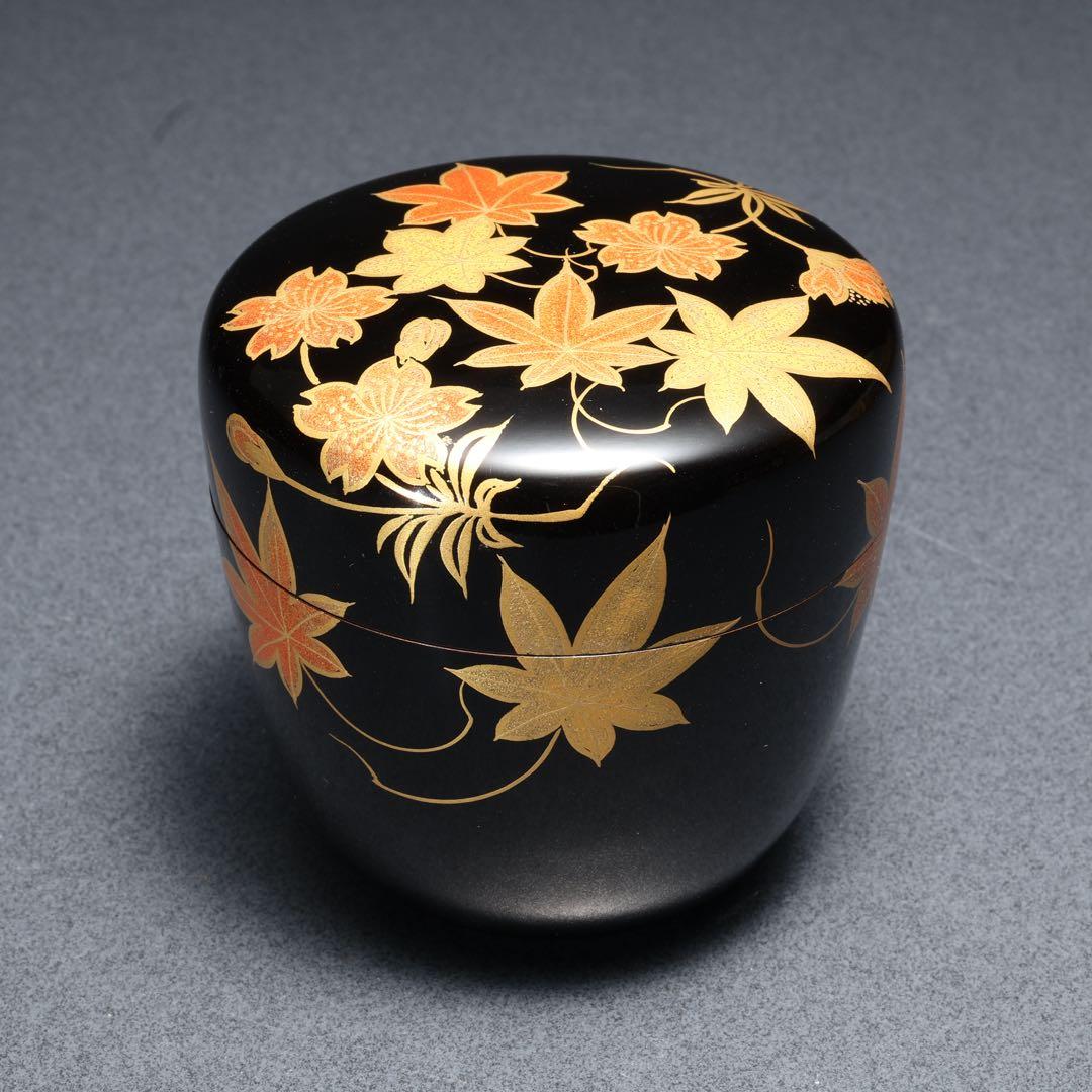 中棗　雲錦蒔絵　桜と紅葉　表完　共箱　R1685ダN