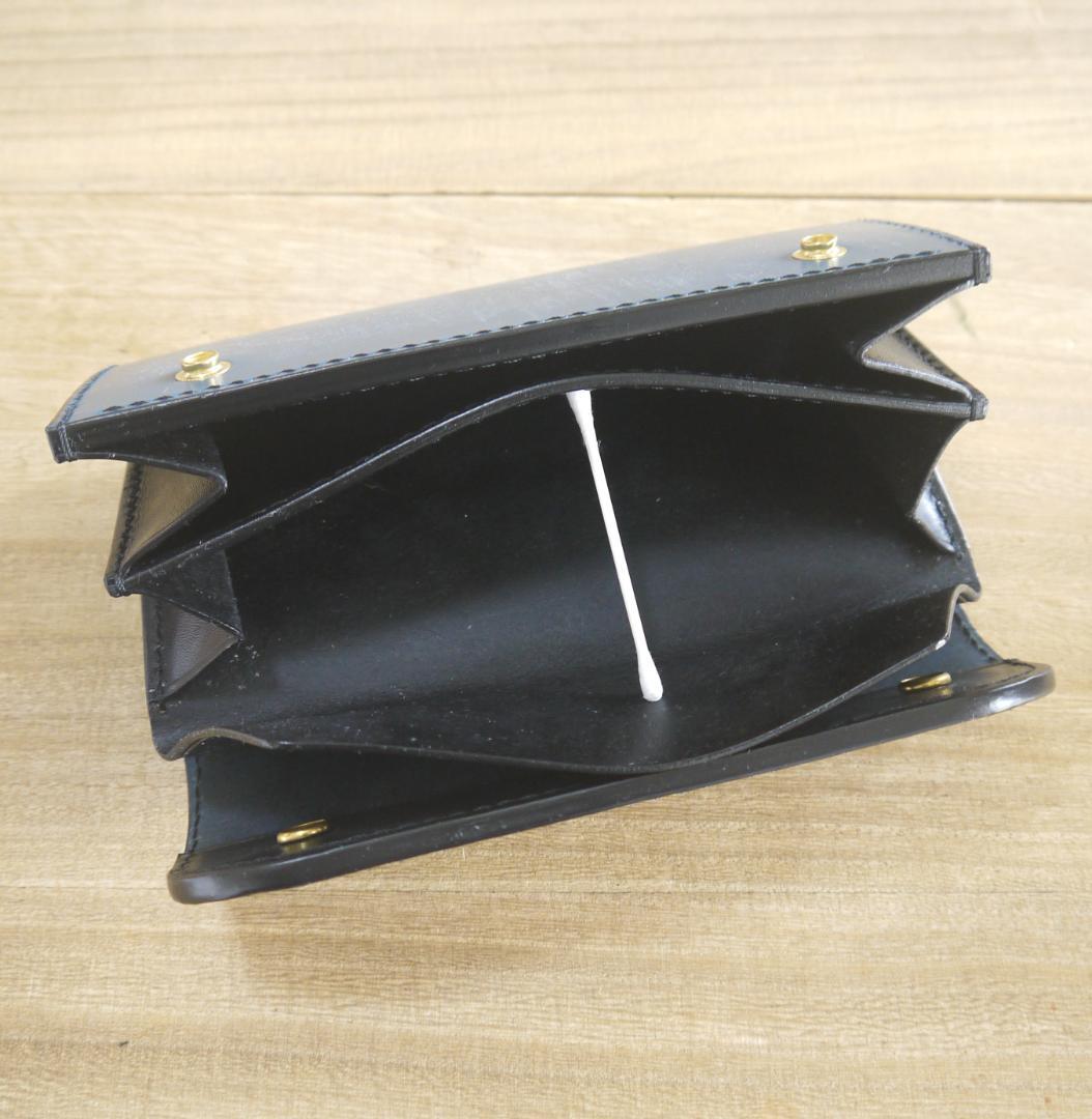 【依頼品】UKブライドルレザー　バーミンガム 　ロングウォレット　三つ折　青/黒