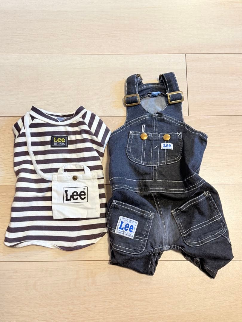 重ね着セット ペットパラダイス Lee オーバーオール ボーダーショルダーシャツ
