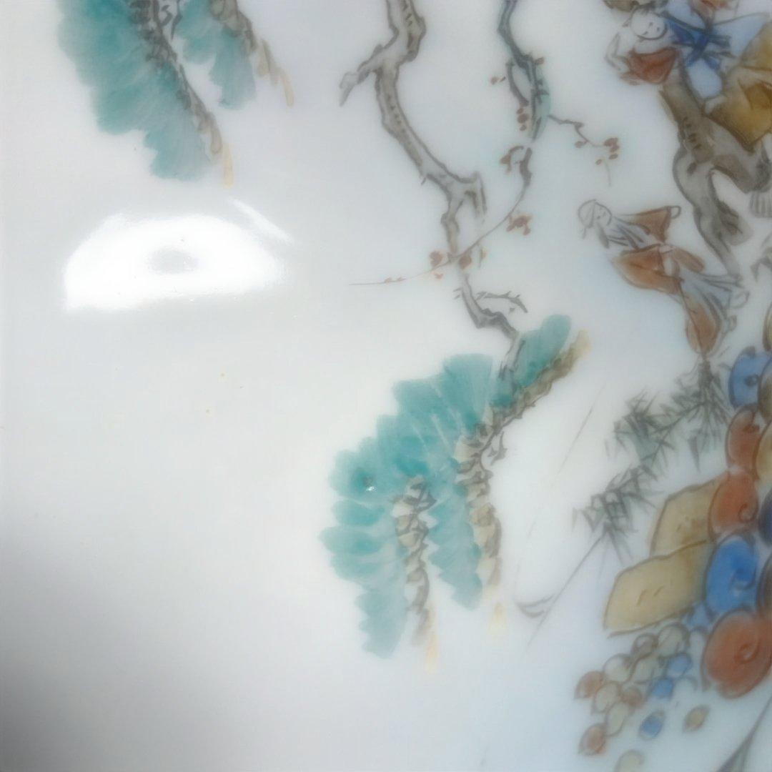 骨董品　庄上製　還了樋口 手描きの青白い陶器の深皿