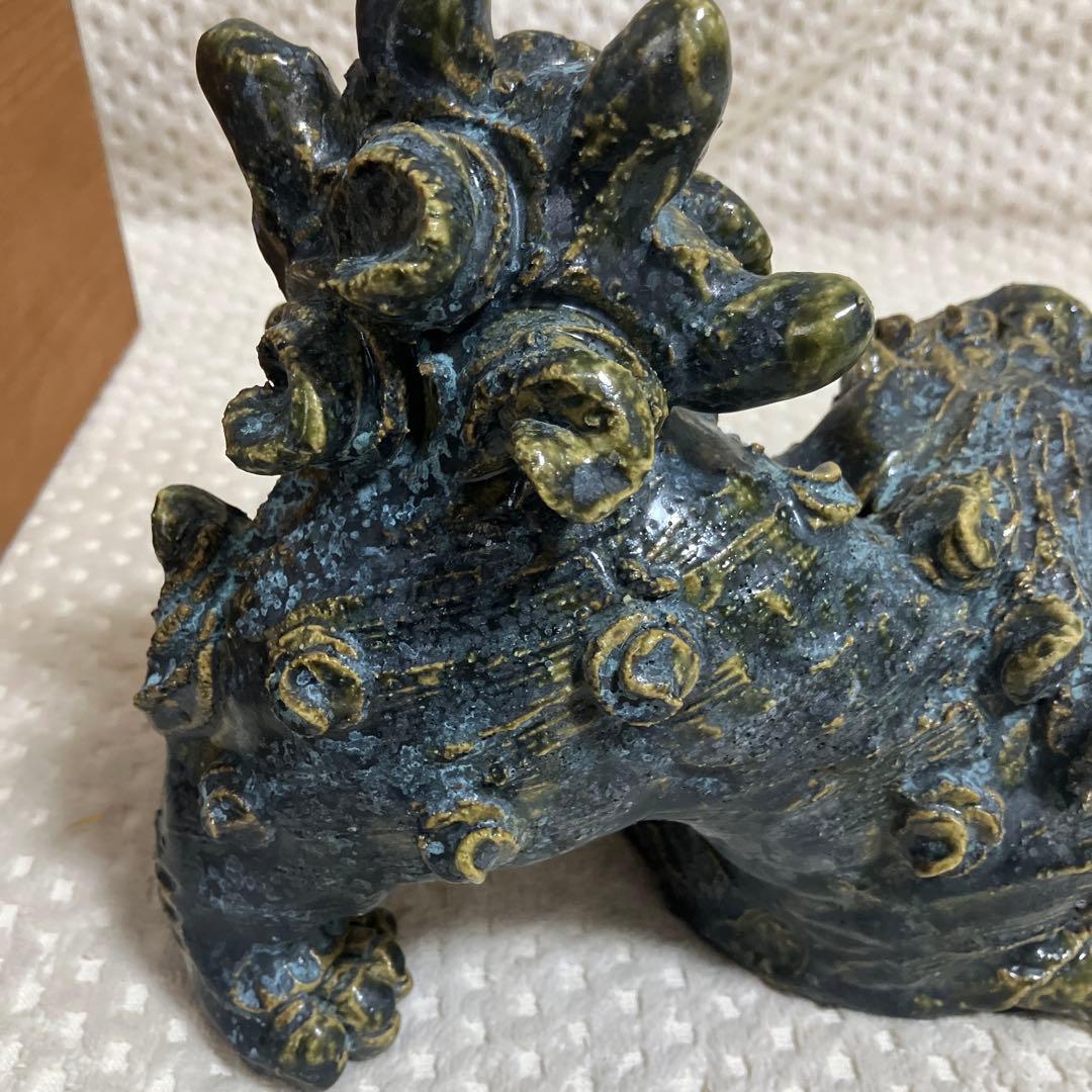 【中島春草 作】瀬戸焼 唐獅子 置物 東窯 共箱 栞付 伝統工芸 縁起物 陶器