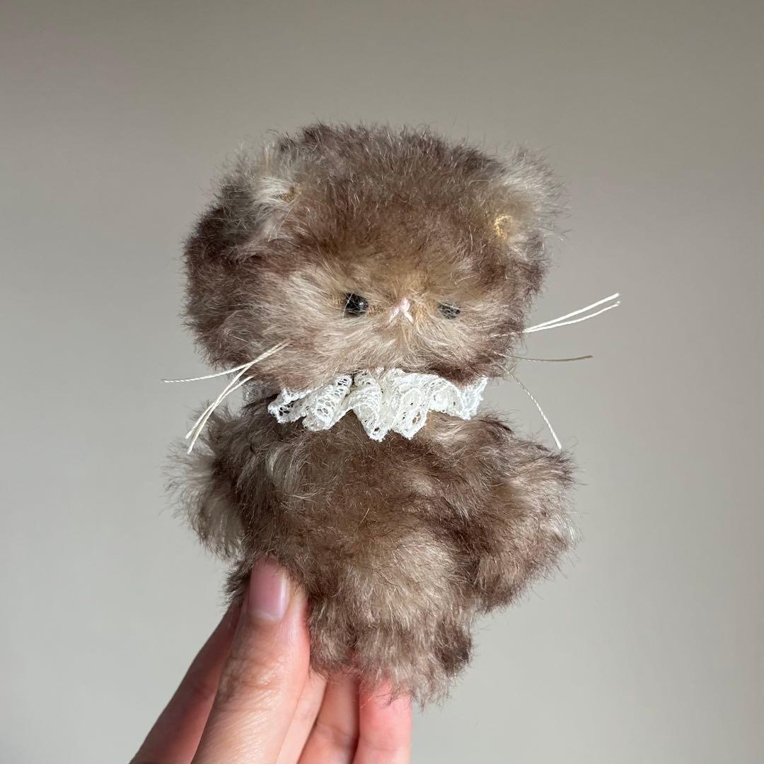 珈琲みるく　ちいさなネコ　猫　ぬいぐるみ　作家　テディベア　レトロ　アートドール