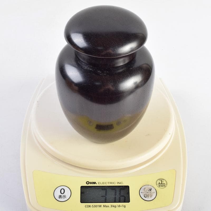 茶道具　雲州佐幸作　黒檀茶壷　茶心壷　約376g　共箱　V　R9362