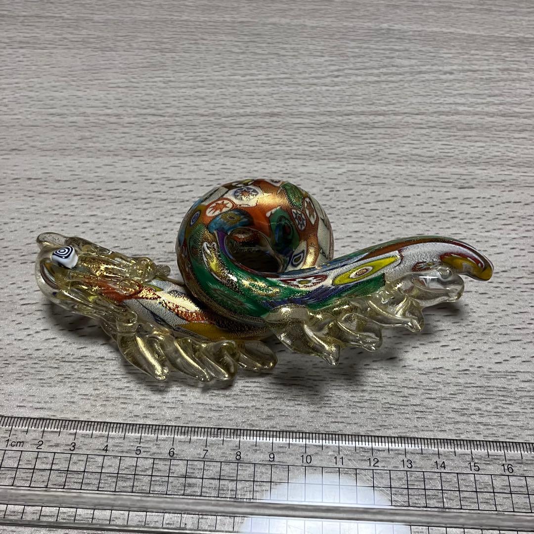 ベネチアングラス　ムラーノ　murano ドラゴン　龍　ガラス置物　ミルフィオリ