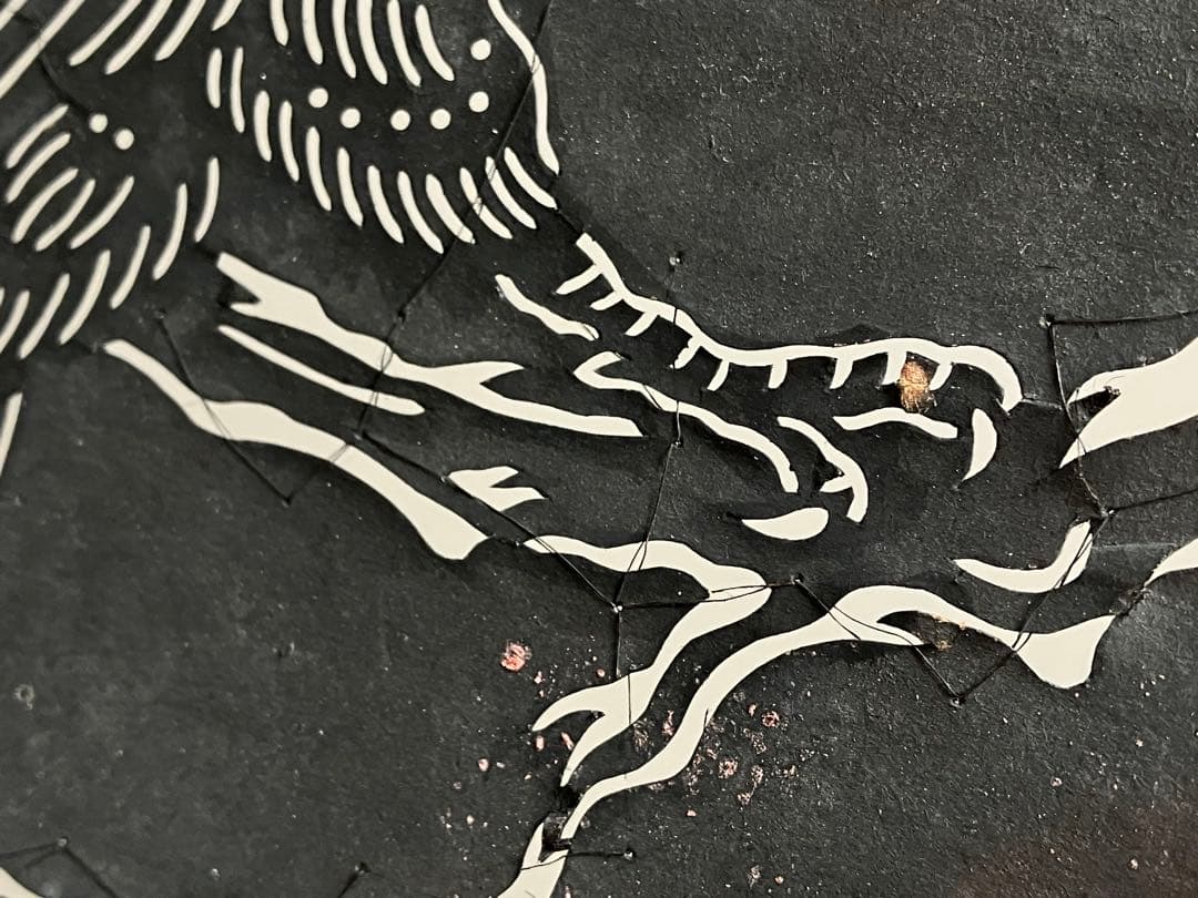 【古い切り絵 梅に鷹 約40㎝ 明治後期〜大正頃】縁起物骨董デザイン古美術古道具