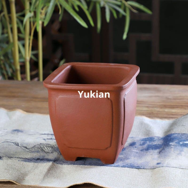 円底高四方鉢 紫砂の鉢 盆栽鉢 植木鉢 小品盆栽鉢 大品盆栽鉢