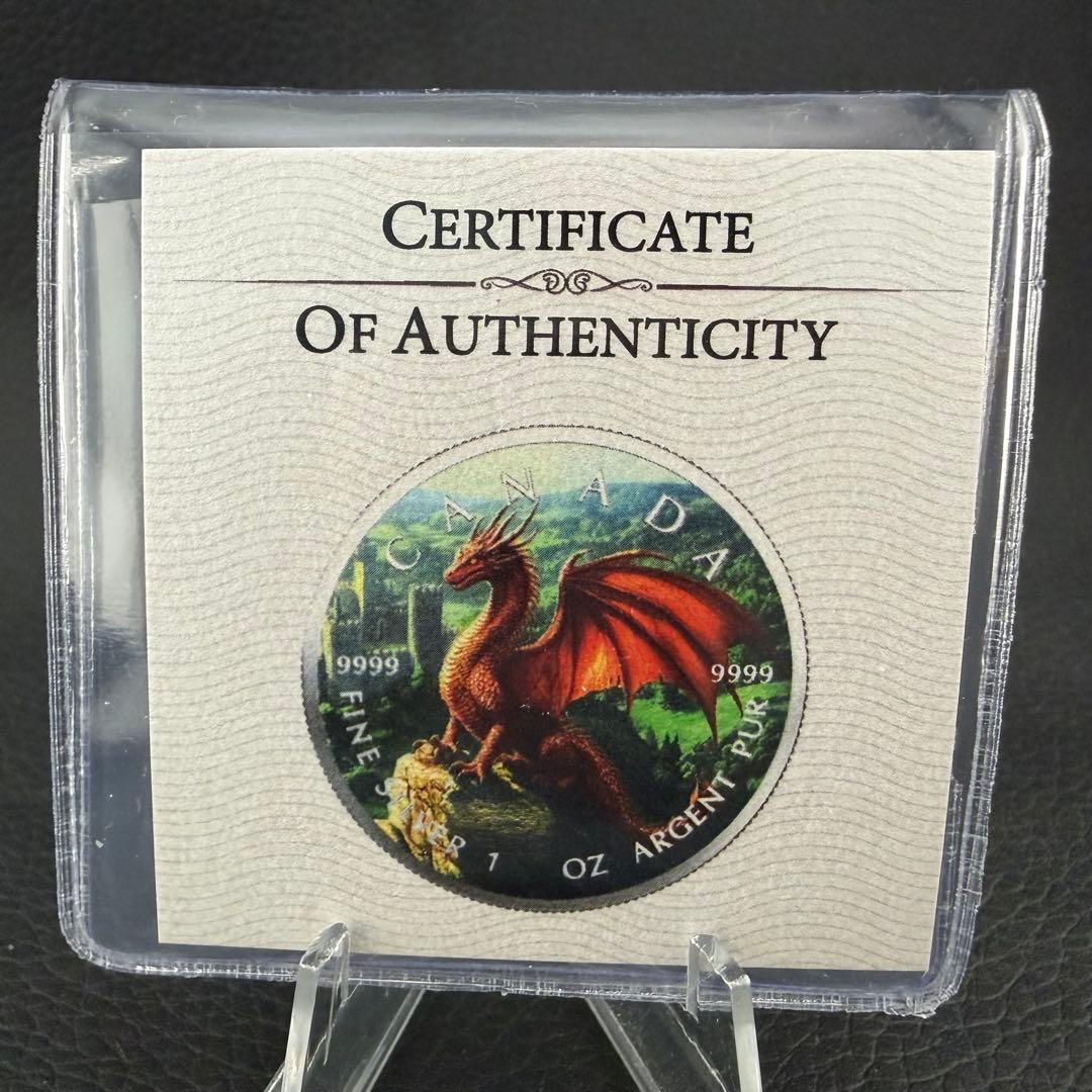 メイプルリーフ 銀貨 カラー レジェンドドラゴン ウェールズ 1オンス 1oz