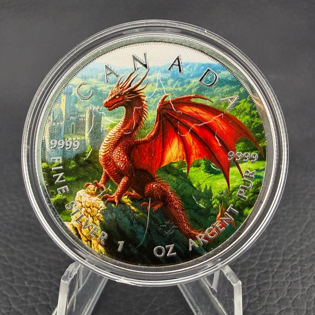 メイプルリーフ 銀貨 カラー レジェンドドラゴン ウェールズ 1オンス 1oz
