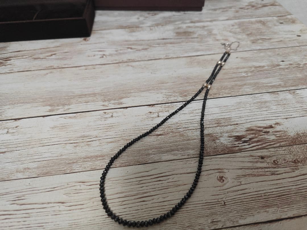 ブラックダイヤモンド ネックレス K18WG 20.0ct 磁気　健康ジュエリー