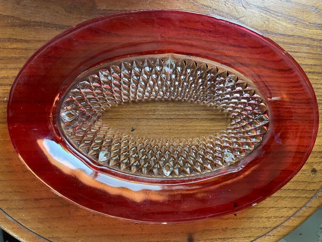 アンティーク　INDIANA GLASS バター　ディッシュ　ケース　グラス