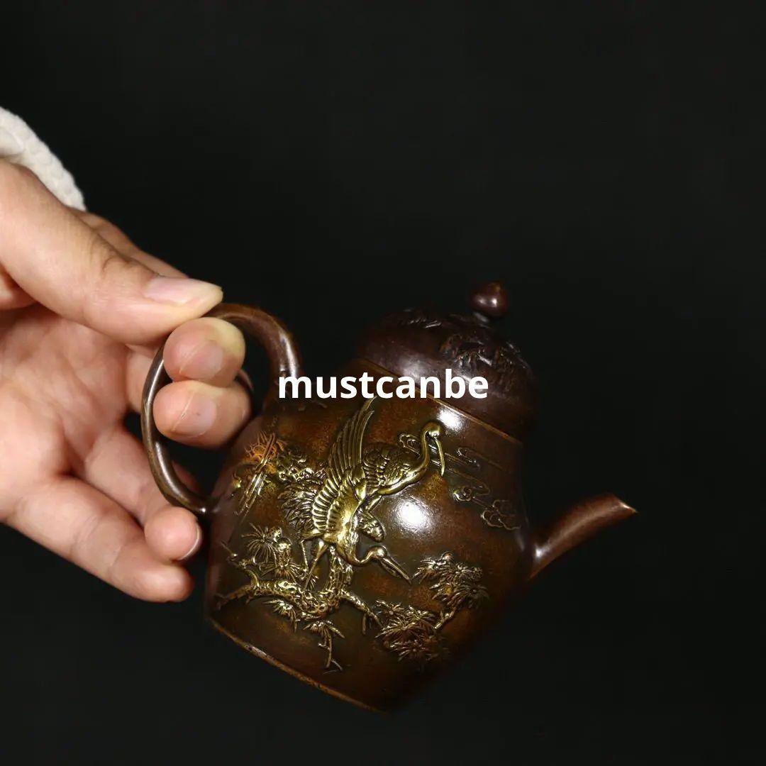 銅器 仙鶴茶壺 酒壺 茶器 水滴壺 文房具 工芸品 置物