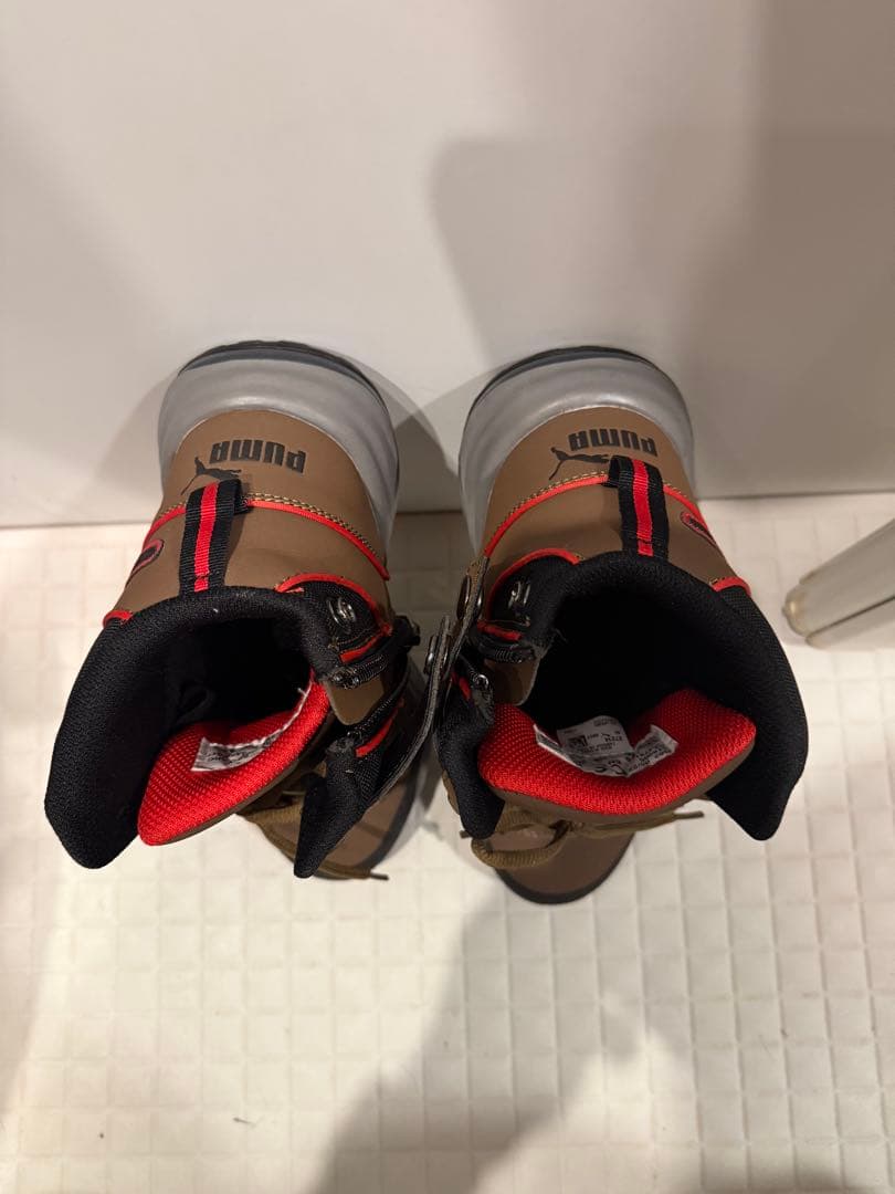 Pumaアスレチックライダー安全靴ディスクオリーブ系ブラウン系ジップアップ2足組