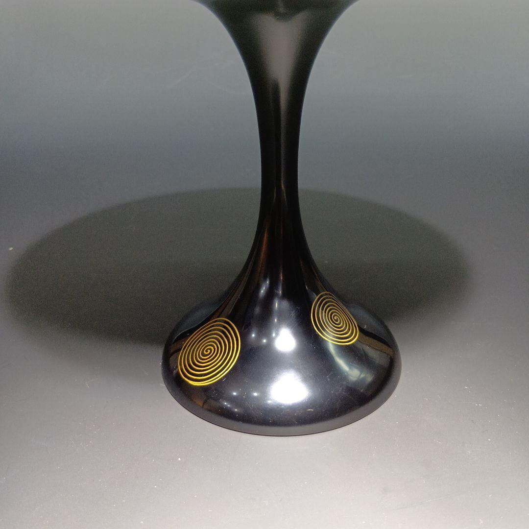 茶道具　真塗貴人高杯　渦巻模様
