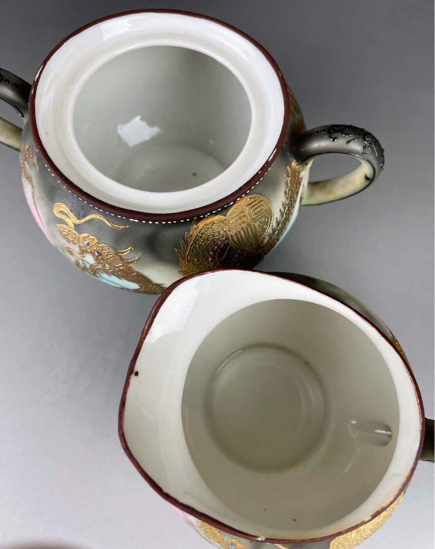 オールドニッポン 龍紋 シュガーボウル クリーマー ドラゴン ぼかし ジュエル