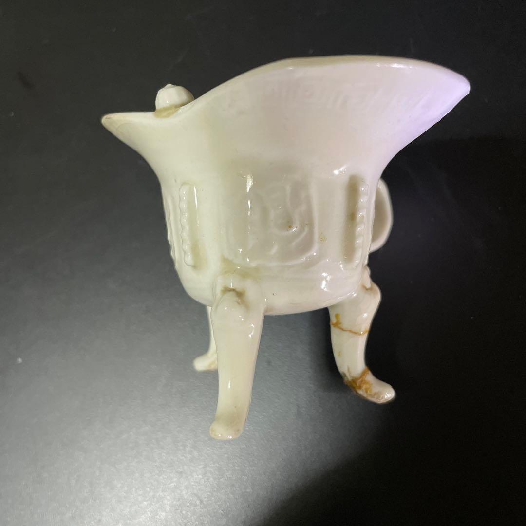 中国　白高麗　爵　爵杯　置物　直しあり