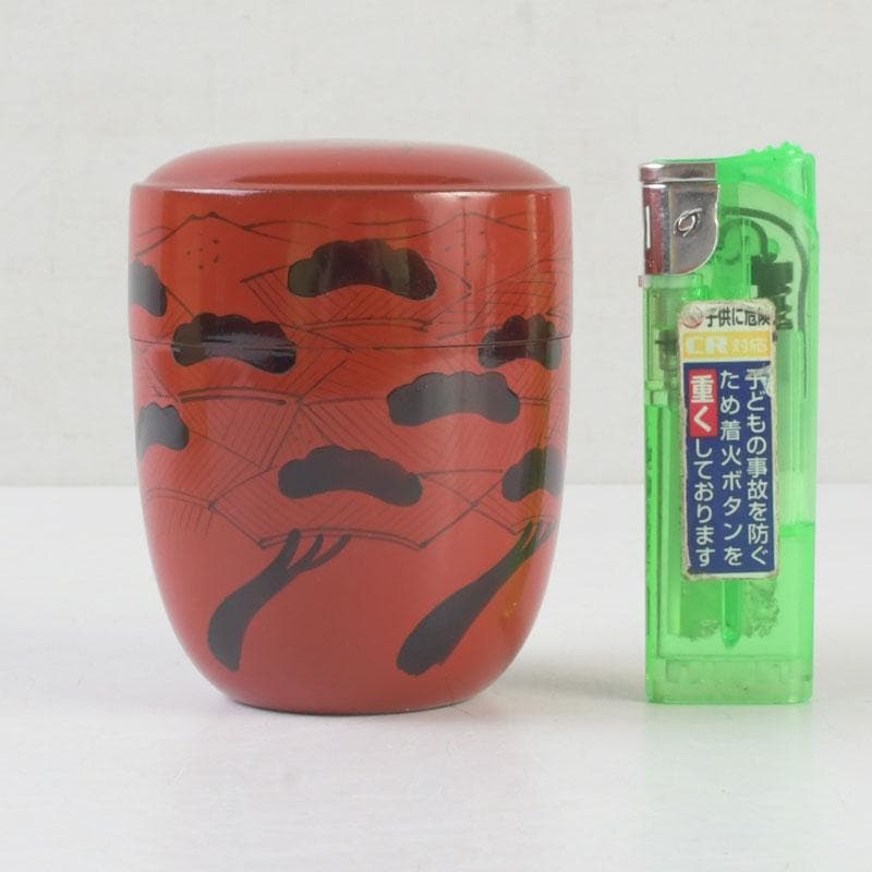 茶道具　塗師　岡本陽斎作　あけぼの棗　共箱　V　A30