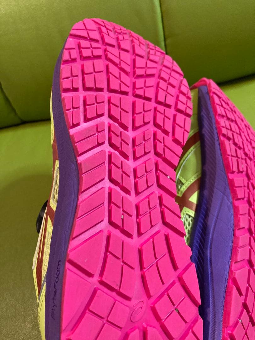 洗濯済み　ほぼ新品　asics BOA 安全靴 イエロー/パープル　27cm