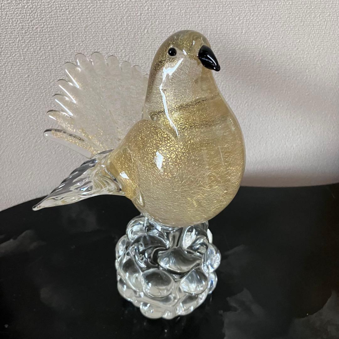 ヴェネチアングラス　 ムラーノ　 ガラス置物　硝子細工 ハト　鳩　鳥
