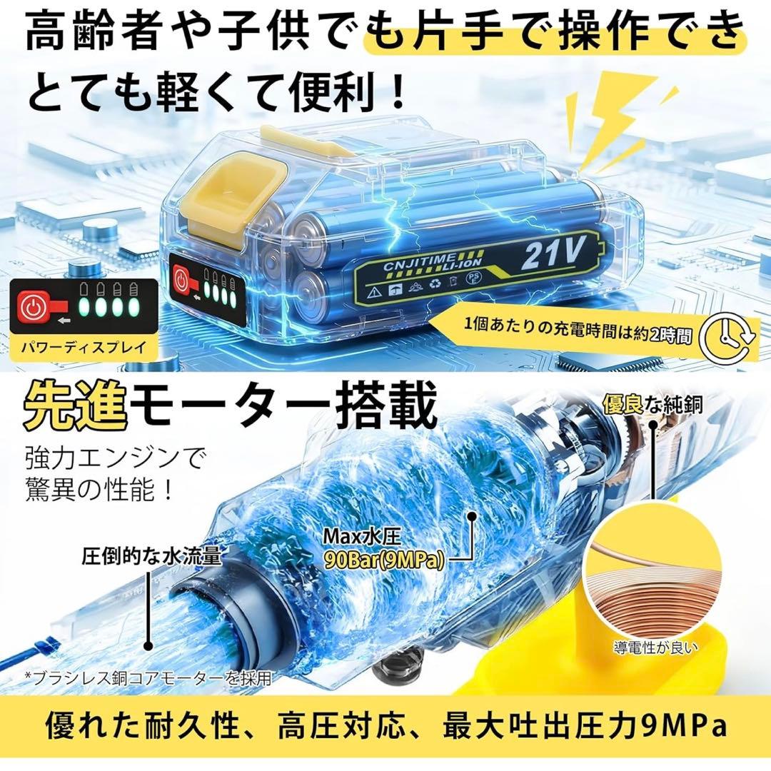 高圧洗浄機　軽量　コードレス9MPa ハンディPSE認証済み　バッテリー付き