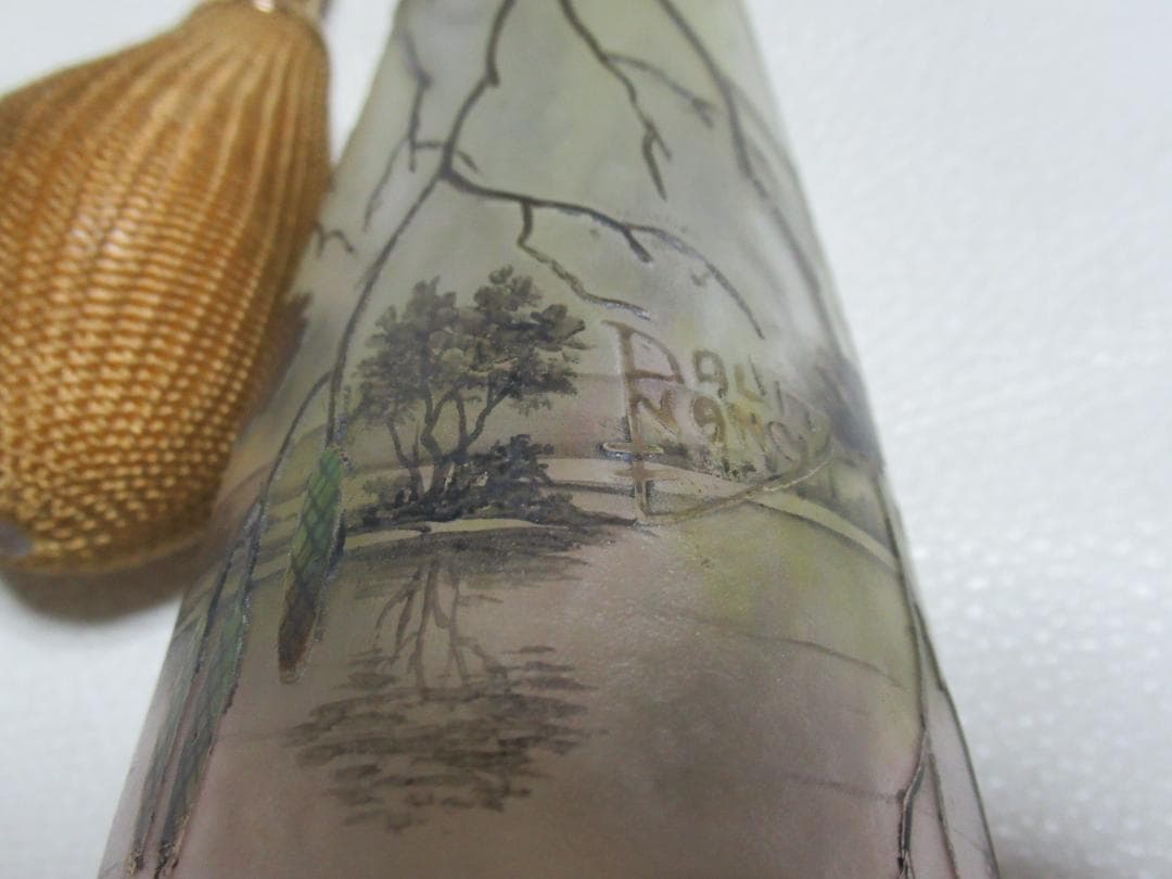 1890年頃定価60万◆ドーム・ナンシー『冬景色クマシデ文』香水瓶 高さ22cm
