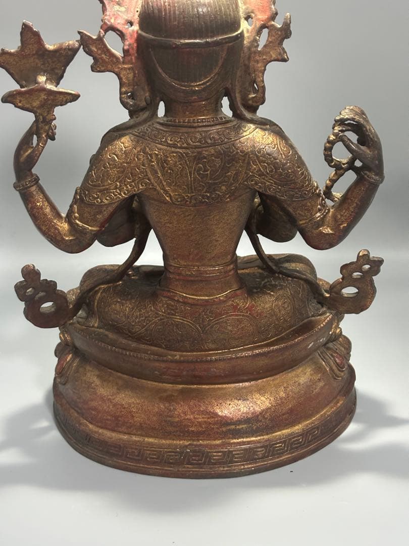 九*愛様 (期間セール)仏教古美術 純銅静座観音 四腕観音仏像文化遺産 文化財仏