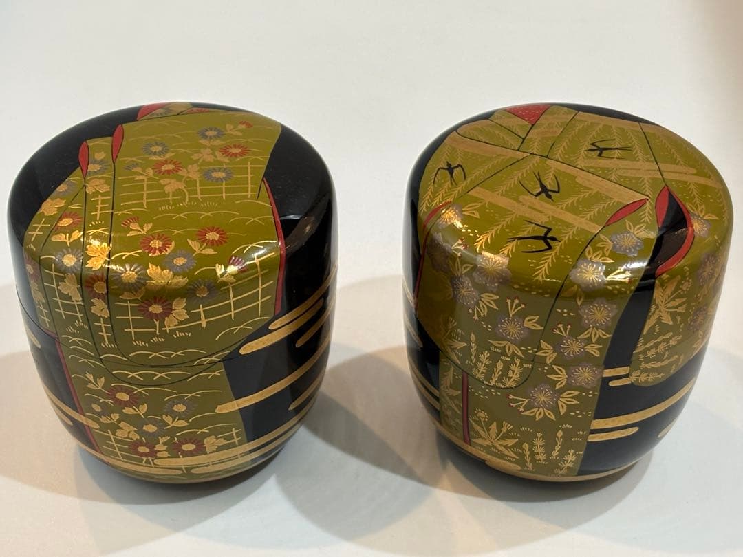 茶道具 誰袖一双棗 春秋蒔絵 中村宗悦 棗 共箱