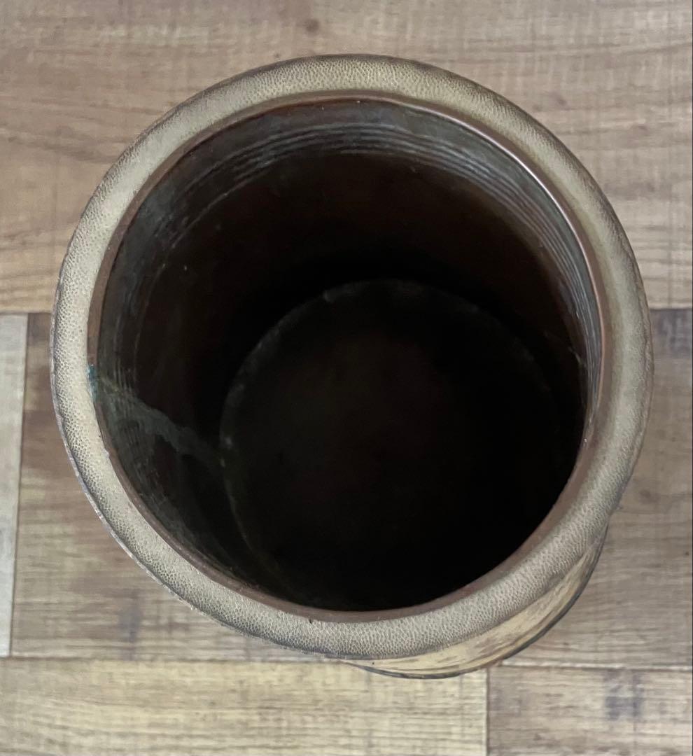 時代物 竹製花器 2点セット 三重切花入(根付) 胡麻竹 花筒 華道 茶道具