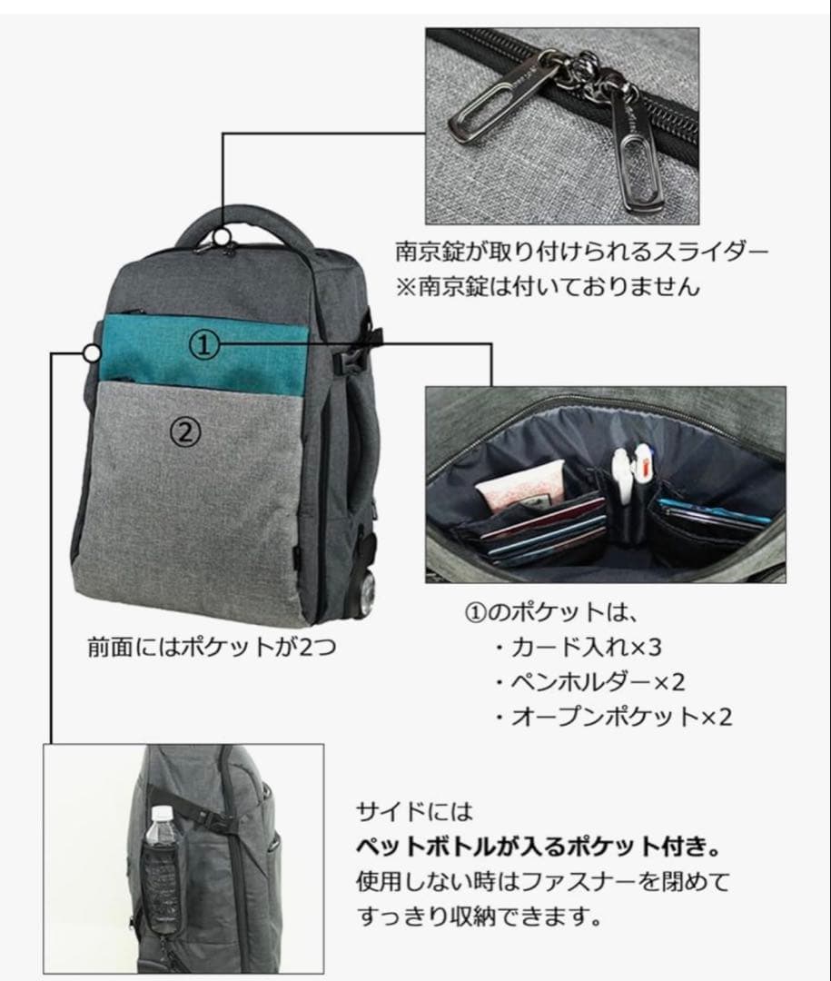 モアエルグ] リュックキャリー 機内持ち込み Mサイズ 3WAY 軽量　ブラック