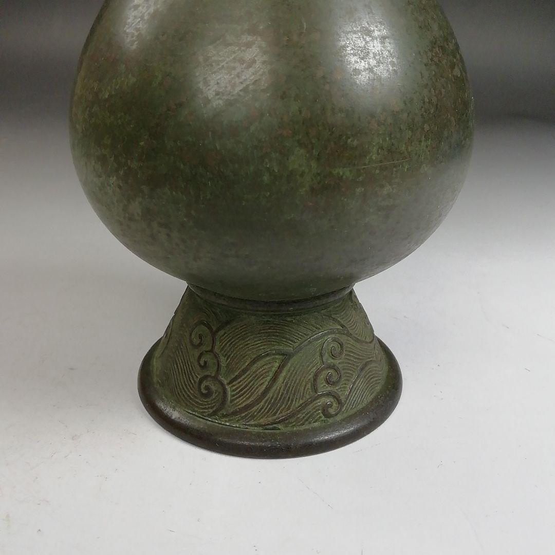 Ｗ３６２　花入　『唐銅胡銅』『大名物写　銘　鶴一声』『一ノ瀬宗辰 造』共箱　花器