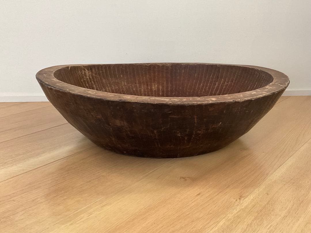 こね鉢　木彫　民藝　藤原盆　外径約48cm