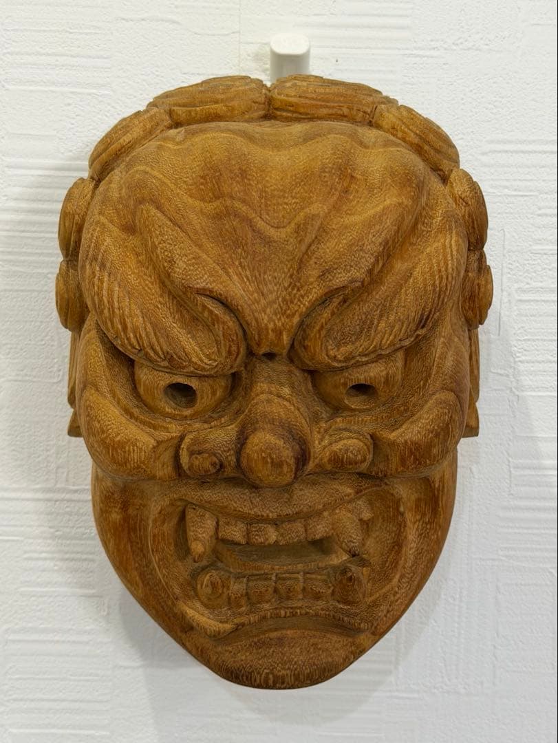 不動明王　手彫りお面　一木造り